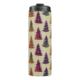 Farbenfrohe Weihnachtsbaum Wiederholung Muster Thermosbecher