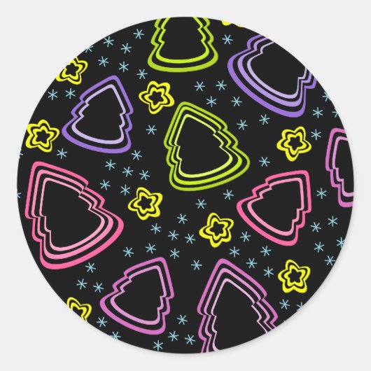 Farbenfrohe Weihnachtsbaumaufkleber Runder Aufkleber (Vorderseite)