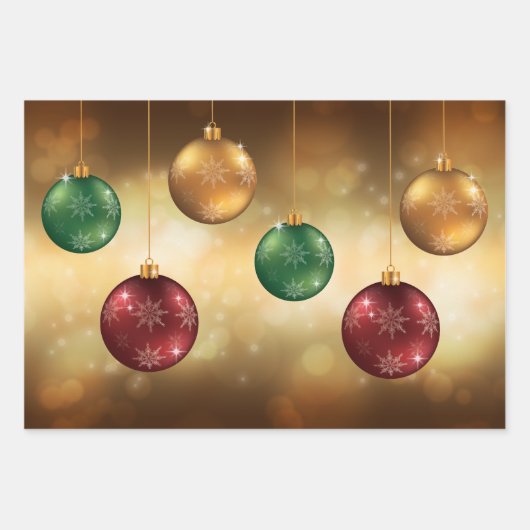 Farbenfrohe Weihnachtsbaumchen auf dem Gelben Boke Geschenkpapier Set (Vorderseite 2)