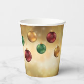 Farbenfrohe Weihnachtsbaumchen auf dem Gelben Boke Pappbecher (Rückseite)