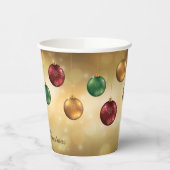 Farbenfrohe Weihnachtsbaumchen auf dem Gelben Boke Pappbecher (Links)