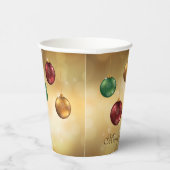 Farbenfrohe Weihnachtsbaumchen auf dem Gelben Boke Pappbecher (Rechts)