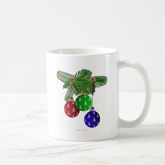 Farbenfrohe Weihnachtsbaumdekorationen Kaffeetasse (Rechts)