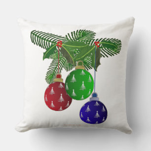 Farbenfrohe Weihnachtsbaumdekorationen Kissen