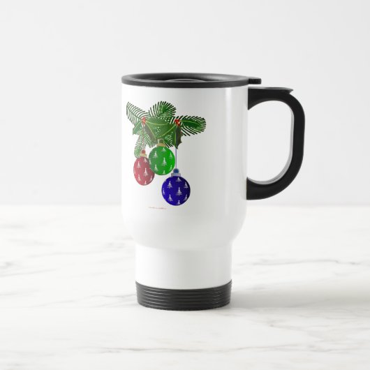 Farbenfrohe Weihnachtsbaumdekorationen Reisebecher (Rechts)