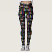 Farbenfrohe Weihnachtsbäume auf schwarz Leggings (Vorderseite)