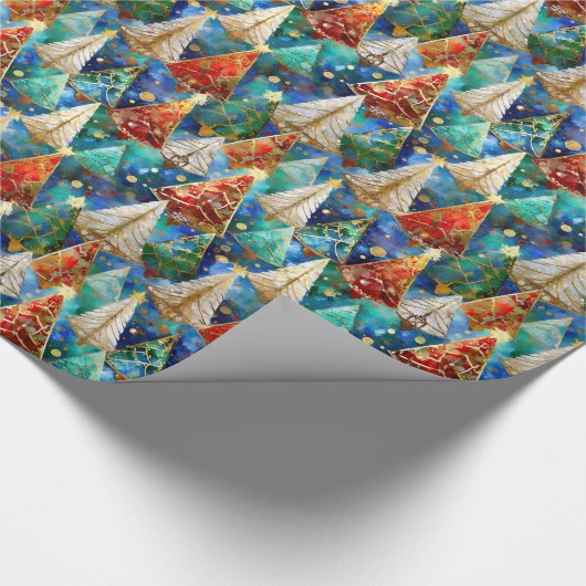 Farbenfrohe Weihnachtsbäume aus Glas Geschenkpapier (Ecke)