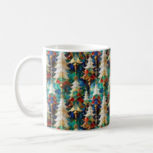 Farbenfrohe Weihnachtsbäume aus Glas Kaffeetasse (Links)