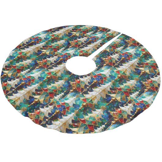 Farbenfrohe Weihnachtsbäume aus Glas Polyester Weihnachtsbaumdecke (Schrägansicht)