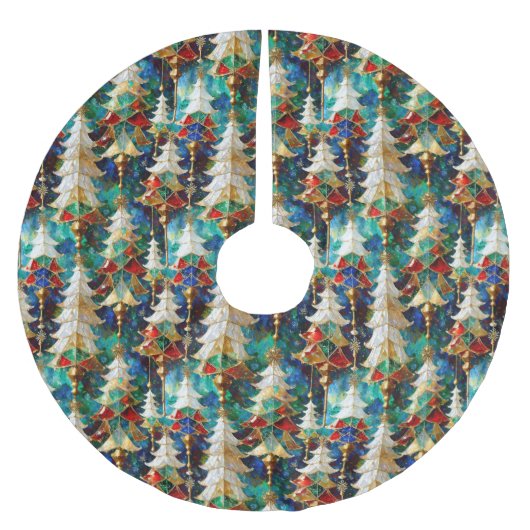 Farbenfrohe Weihnachtsbäume aus Glas Polyester Weihnachtsbaumdecke (Vorderseite)