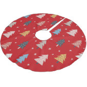 Farbenfrohe Weihnachtsbäume Dekoration Lichter Ret Polyester Weihnachtsbaumdecke (Schrägansicht)