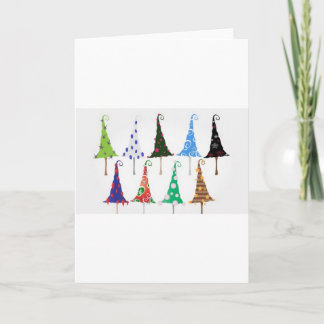 Farbenfrohe Weihnachtsbäume Feiertagskarte
