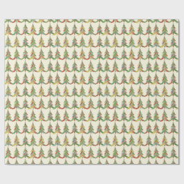 Farbenfrohe Weihnachtsbäume Festlich Geschenkpapier