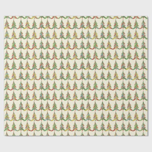 Farbenfrohe Weihnachtsbäume Festlich Geschenkpapier (Flach)