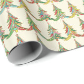 Farbenfrohe Weihnachtsbäume Festlich Geschenkpapier (Rolleneckpunkt)