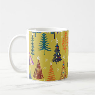 Farbenfrohe Weihnachtsbäume: Festlicher Hintergrun Kaffeetasse