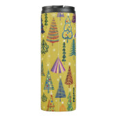 Farbenfrohe Weihnachtsbäume: Festlicher Hintergrun Thermosbecher (Rückseite)