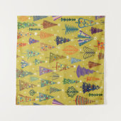 Farbenfrohe Weihnachtsbäume: Festlicher Hintergrun Wandteppich (Vorderseite (Horizontal))