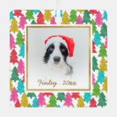 Farbenfrohe Weihnachtsbäume Foto Ornament Aus Metall (Vorderseite)