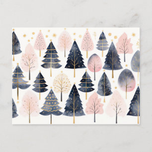 Farbenfrohe Weihnachtsbäume für Weihnachten Postkarte