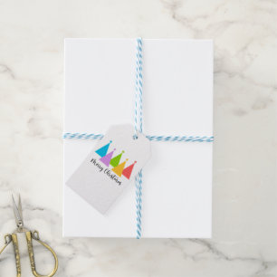Farbenfrohe Weihnachtsbäume Geschenkanhänger