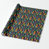 Farbenfrohe Weihnachtsbäume Geschenkpapier (Ungerollt)