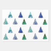 Farbenfrohe Weihnachtsbäume Geschenkpapier Set (Vorderseite)