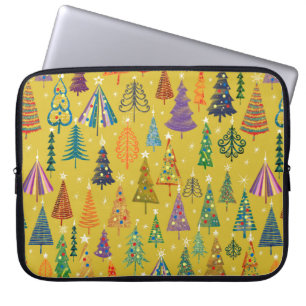 Farbenfrohe Weihnachtsbäume nahtlos Muster Hinterg Laptopschutzhülle