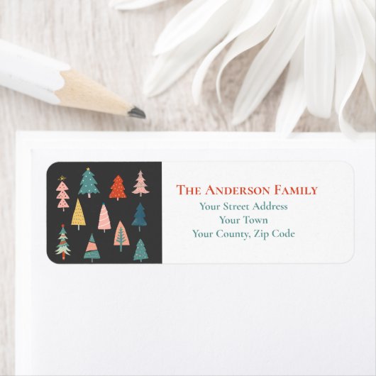 Farbenfrohe Weihnachtsbäume Name (Insitu)