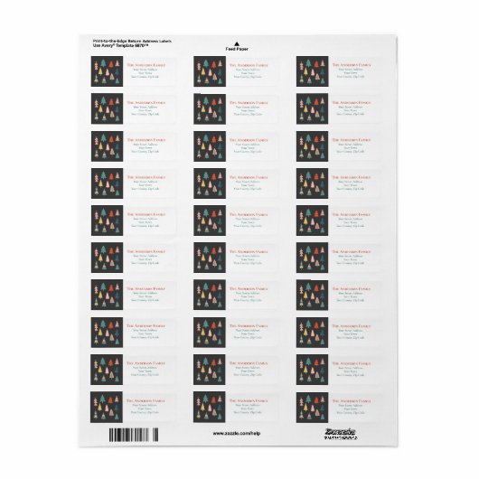 Farbenfrohe Weihnachtsbäume Name (Vorne)