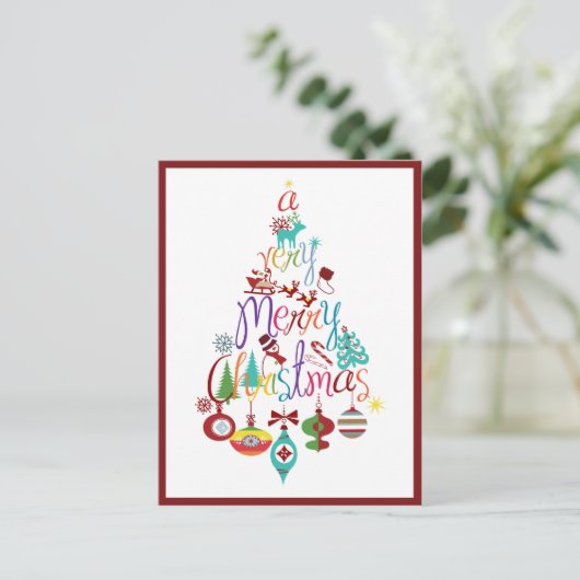 Farbenfrohe Weihnachtsbaume Postkarte (Stehend Vorderseite)