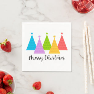 Farbenfrohe Weihnachtsbäume Serviette