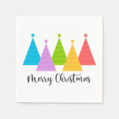 Farbenfrohe Weihnachtsbäume Serviette (Vorderseite)
