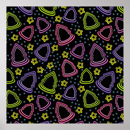 Farbenfrohe Weihnachtsbaumen Poster (Vorne)