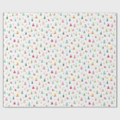 Farbenfrohe Weihnachtsbaumen Urlaub Geschenkpapier (Flach)