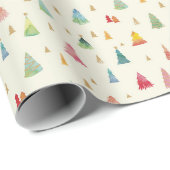 Farbenfrohe Weihnachtsbaumen Urlaub Geschenkpapier (Rolleneckpunkt)
