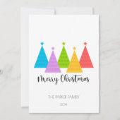 Farbenfrohe Weihnachtsbaumen Weihnachtskarte Feiertagskarte (Vorderseite)