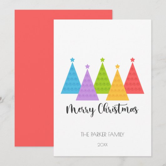 Farbenfrohe Weihnachtsbaumen Weihnachtskarte Feiertagskarte (Vorne/Hinten)