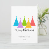 Farbenfrohe Weihnachtsbaumen Weihnachtskarte Feiertagskarte (Stehend Vorderseite)