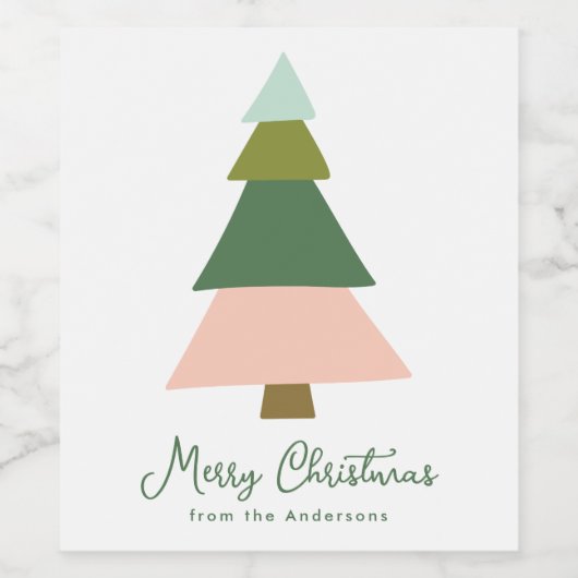 Farbenfrohe Weihnachtsbaumferien Weinetikett (Einzelnes Label)