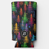 Farbenfrohe Weihnachtsbaumglühen im Dunkelwald Selters Dosenkühler (Vorderseite)