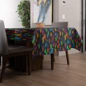 Farbenfrohe Weihnachtsbaumglühen im Dunkelwald Tischdecke