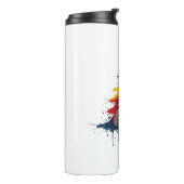 Farbenfrohe Weihnachtsbaumkunst - Frohe Weihnachts Thermosbecher (Nach links gedreht)