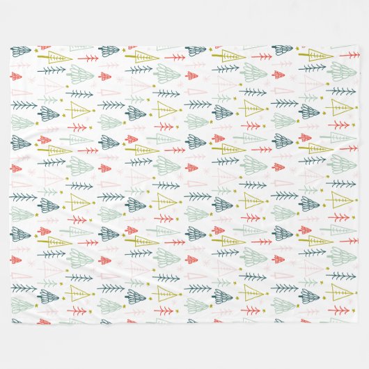 Farbenfrohe Weihnachtsbaummuster Fleecedecke (Vorderseite (Horizontal))