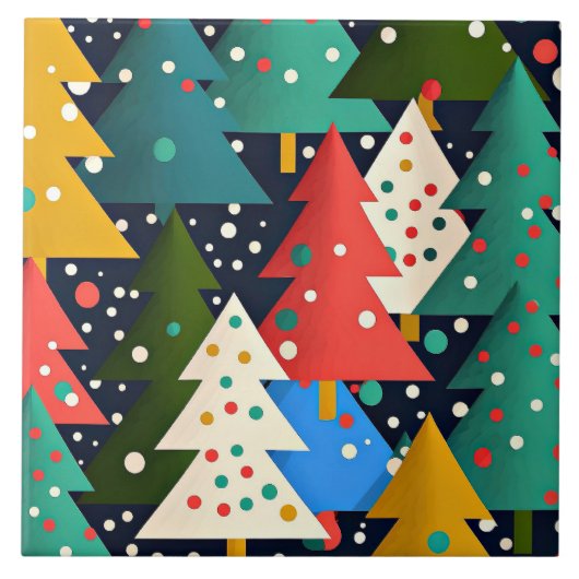Farbenfrohe Weihnachtsbaummuster Fliese (Vorderseite)