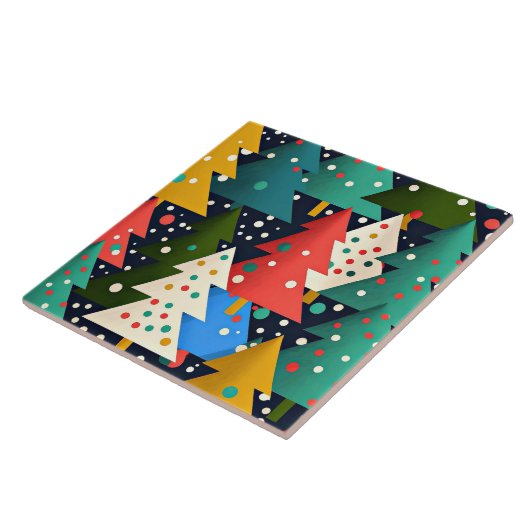 Farbenfrohe Weihnachtsbaummuster Fliese (Seite)
