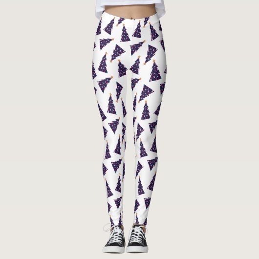 Farbenfrohe Weihnachtsbaummuster Leggings (Vorderseite)