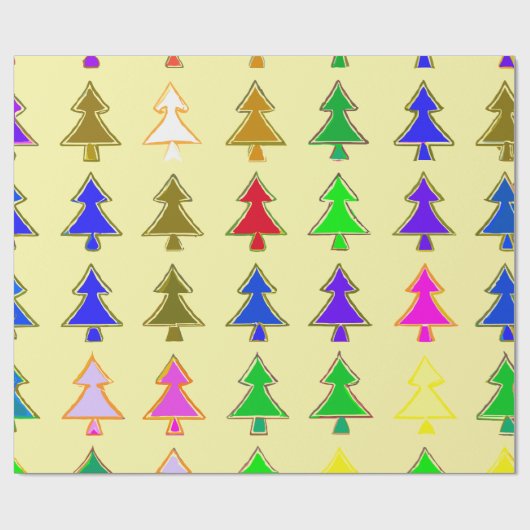 Farbenfrohe Weihnachtsbaumverpackung Geschenkpapier (Flach)