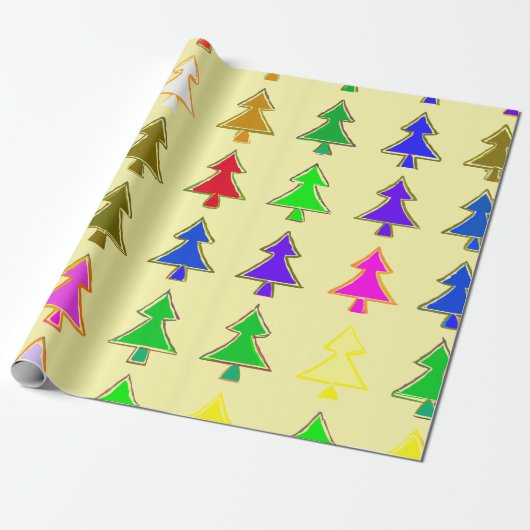 Farbenfrohe Weihnachtsbaumverpackung Geschenkpapier (Ungerollt)