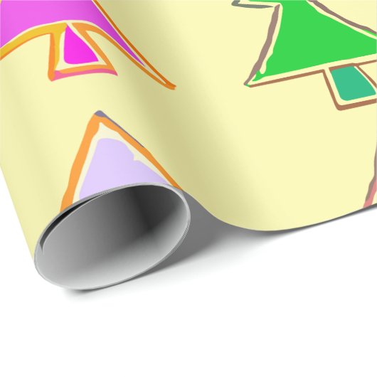 Farbenfrohe Weihnachtsbaumverpackung Geschenkpapier (Rolleneckpunkt)
